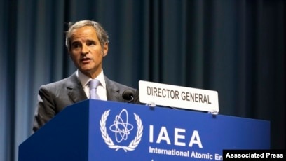 라파엘 그로시 국제원자력기구(IAEA) 사무총장이 지난 9월 오스트리아 빈 총회에서 발언하고 있다.