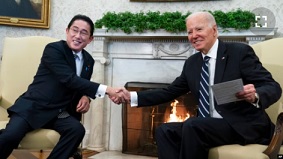 조 바이든 미국 대통령과 기시다 후미오 일본 총리가 지난해 1월13일 워싱턴 백악관에서 회담했다. (자료사진)